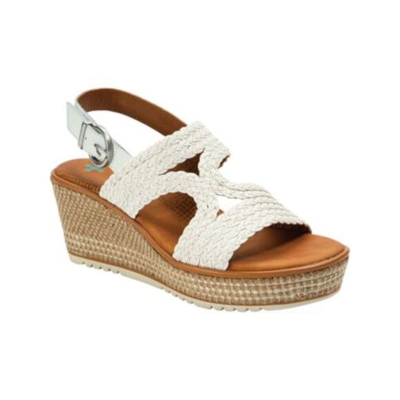 BARETRAPS Shoes - BARETRAPS Womens White Woven Jute Posture Support Elsa Wedge Sandals 9 M
